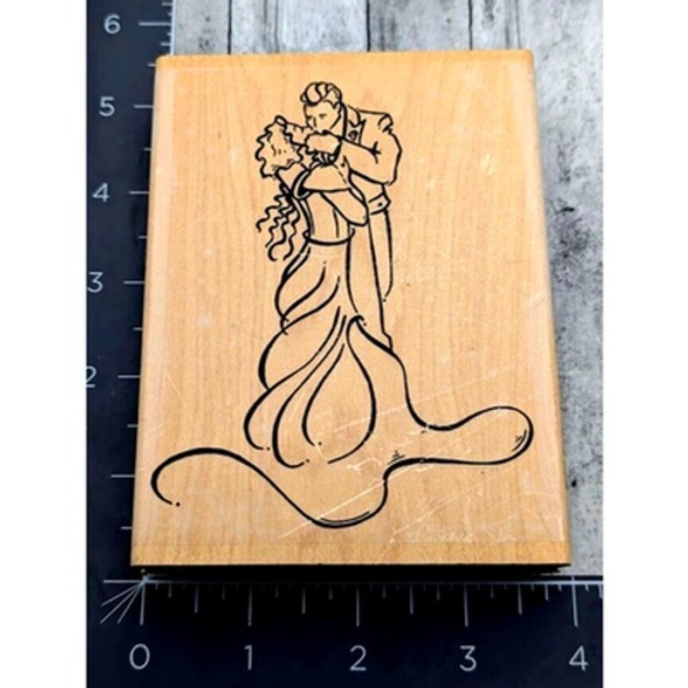 Whipper Snapper Bride Groom Wedding 2005 Rubber Stamp Wood #D10